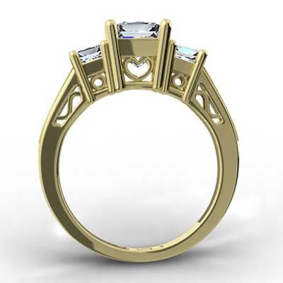 E93684Y-Heart Shaped Filigree Design Engagement Setting 14k Yellow Gold
