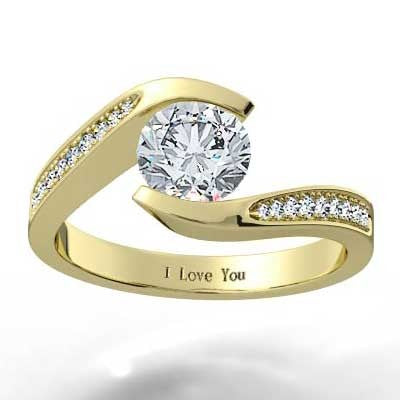 E93695Y-Swirl Style Engagement Ring 14k Yellow Gold