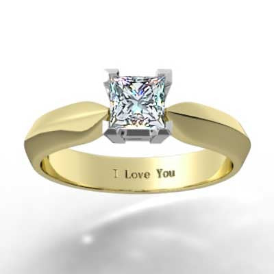 Tapered Knife Edge Engagement Ring 14k Yellow Gold