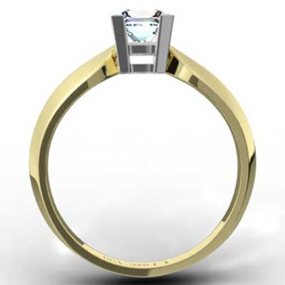 Tapered Knife Edge Engagement Ring 14k Yellow Gold