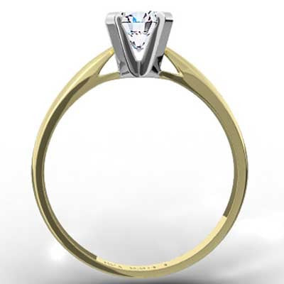 E93125Y-Thin Band Tapered Solitaire Style Engagement Ring 14k Yellow Gold
